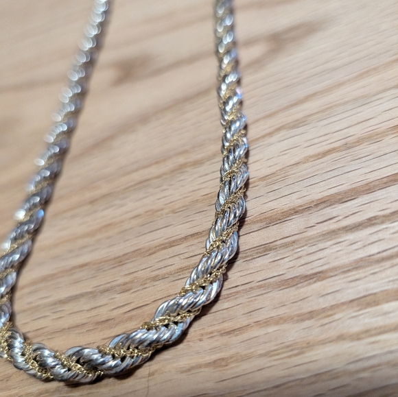 Thick Silver Necklace, w/ smaller gold chain intertwined. - Picture 6 of 7